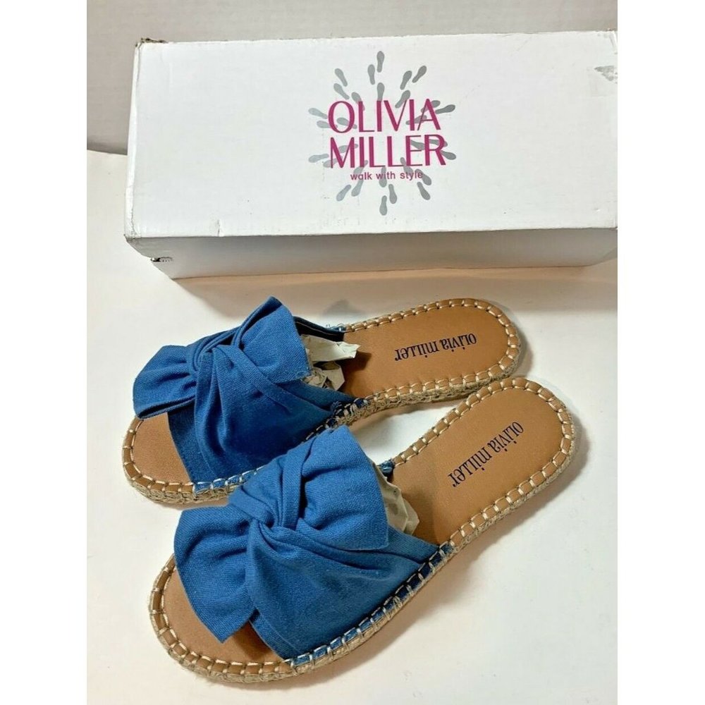 Olivia Miller Woman's Bow Down Sandals Slip On Size 6 New In Box